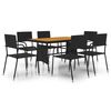 vidaXL 7-delige Tuinset poly rattan zwart