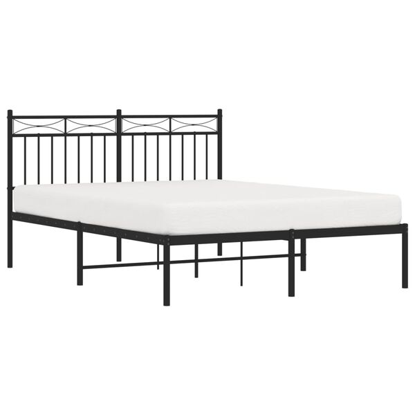 vidaXL Bedframe met hoofdbord metaal zwart 140x190 cm