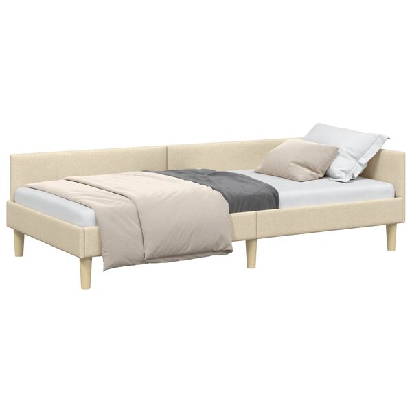 vidaXL Hoekbedframe met hoofdeinde Crème 90 x 190 cm Stof