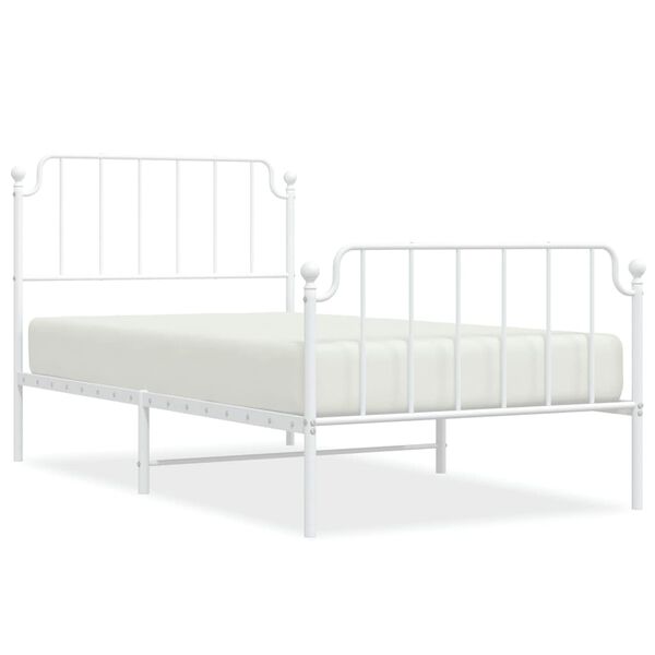 vidaXL Bedframe met hoofd- en voeteneinde&nbsp;metaal wit 100x190 cm