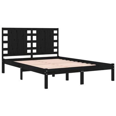 vidaXL Bedframe massief grenenhout zwart 200x200 cm