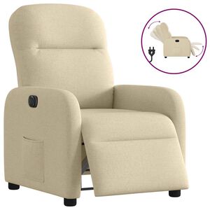 vidaXL Fauteuil verstelbaar elektrisch stof cr&egrave;mekleurig