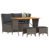 vidaXL 4-delige Tuinset met kussens poly rattan grijs