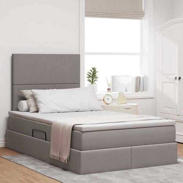 vidaXL Opslag bed met matras met matras Taupe 120 x 190 cm Stof