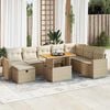 vidaXL 9-delige Loungeset met kussens poly rattan acacia beige