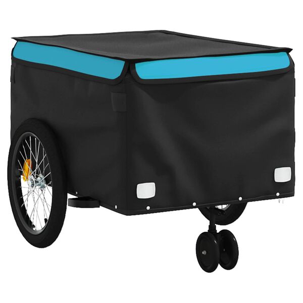 vidaXL Fietstrailer 45 kg ijzer zwart en blauw
