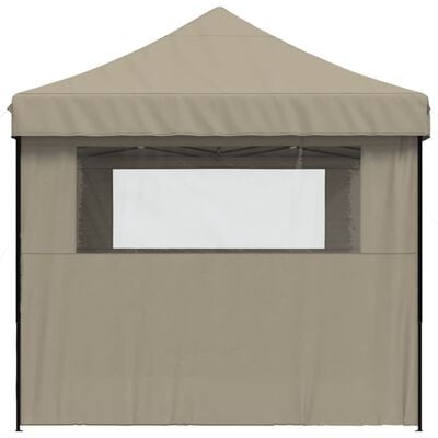 vidaXL Partytent inklapbaar pop-up met 3 zijwanden taupe