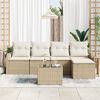 vidaXL Bankstel met kussen met opslag 6 pcs Beige en Wit poly rattan