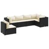 vidaXL 6-delige Loungeset met kussens poly rattan zwart
