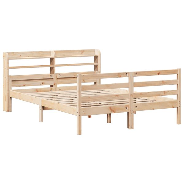 vidaXL Bedframe met hoofdbord massief grenenhout 150x200 cm
