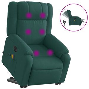 vidaXL Sta-op-massagestoel elektrisch verstelbaar stof donkergroen