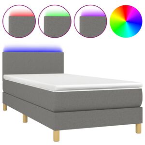 vidaXL Boxspring met matras en LED stof donkergrijs 80x200 cm