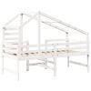 vidaXL Halfhoogslaper met ladder en bedhuis grenenhout wit 90x200 cm