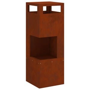 vidaXL Vuurkom Bruin 35 x 35 x 100 cm weervast staal