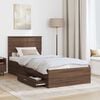vidaXL Bedframe Bruin Eiken en Zilver 75 x 190 cm Bewerkt hout