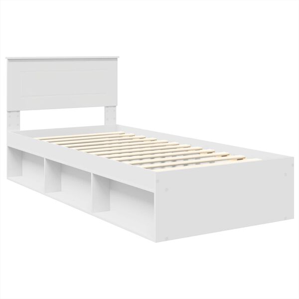 vidaXL Bedframe met hoofdeinde Wit 90 x 190 cm Bewerkt hout