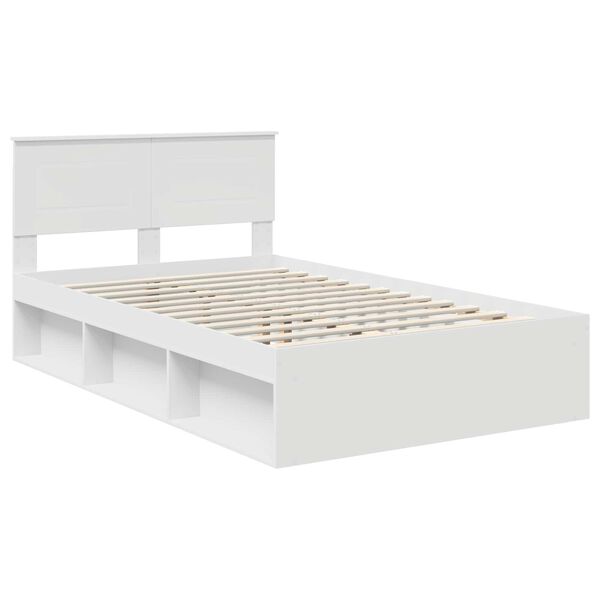 vidaXL Bedframe met hoofdeinde Wit 120 x 200 cm Bewerkt hout