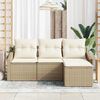 vidaXL Bankstel met kussen met opslag 4 pcs Beige en Cr&egrave;me poly rattan