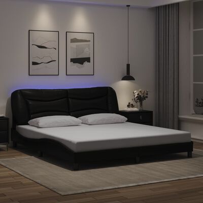 vidaXL Bedframe met LED-verlichting kunstleer zwart 180x200 cm