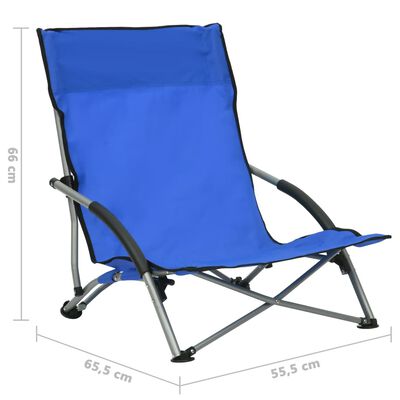 vidaXL Strandstoelen 2 st inklapbaar stof blauw