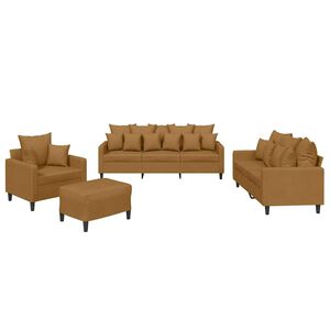 vidaXL 4-delige Loungeset met kussens fluweel bruin