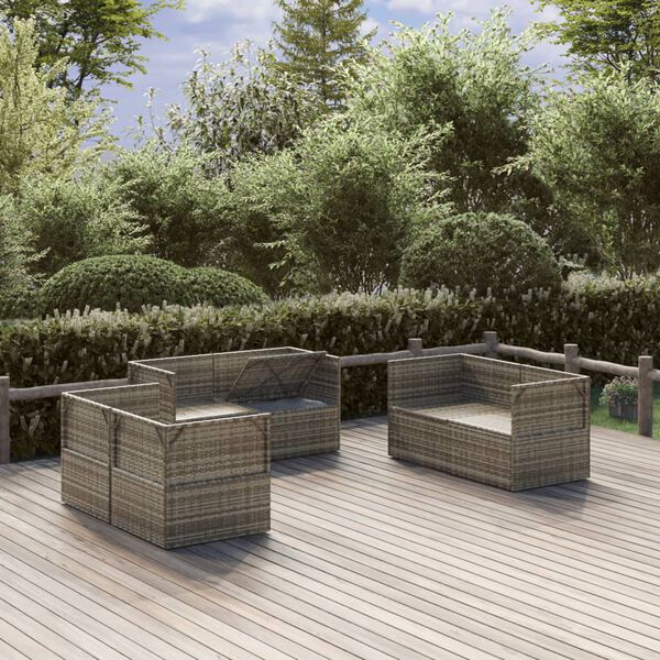 vidaXL Tuinhoekbanken 6 st 57x57x56 cm poly rattan grijs
