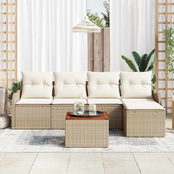 vidaXL Tuin Sofa Set 6 pcs Beige en wit