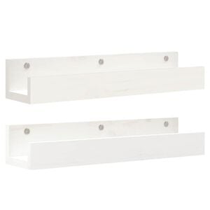 vidaXL Wandschappen 2 st 50x12x9 cm massief grenenhout wit