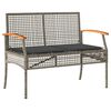 vidaXL Tuinbank met kussen poly rattan en acaciahout grijs