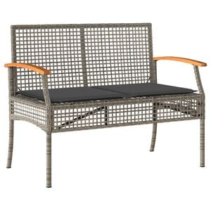 vidaXL Tuinbank met kussen poly rattan en acaciahout grijs