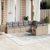 vidaXL 9-delige Loungeset met kussens poly rattan beige