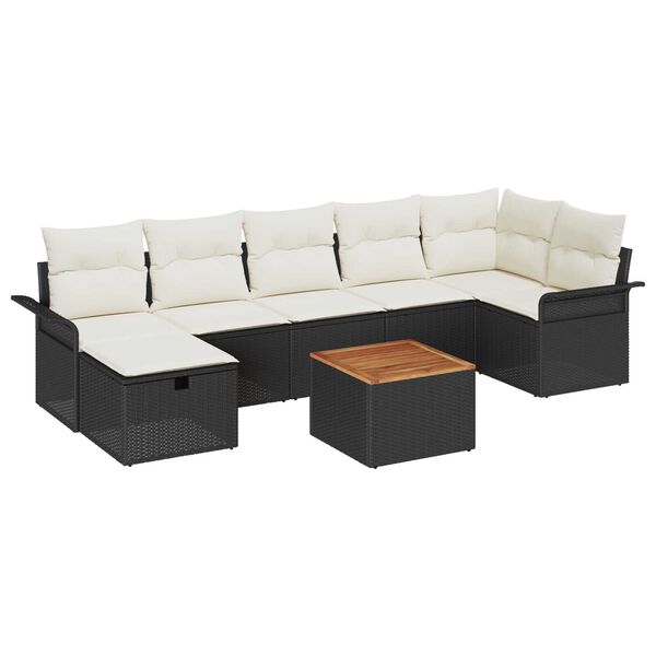 vidaXL Tuin Sofa Set 8 pcs Zwart poly rattan