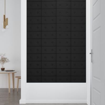 vidaXL Wandpanelen 12 st 0,54 m² 30x15 cm kunstleer zwart