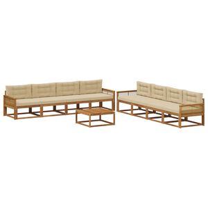 vidaXL Buiten bankenset met kussen 9 pcs Natuurlijk en Beige