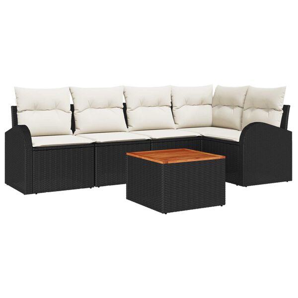 vidaXL Tuin Sofa Set 6 pcs Zwart en wit