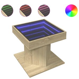 vidaXL Salontafel met LED 50x50x45 cm bewerkt hout sonoma eikenkleurig