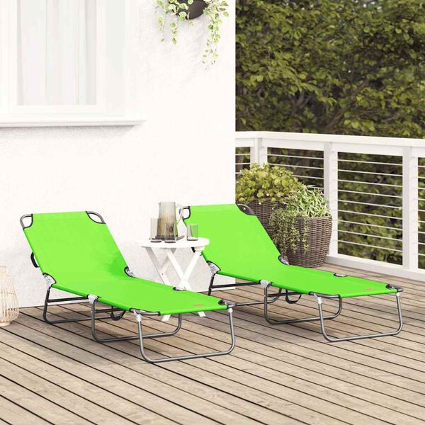 vidaXL Opvouwbare zonnebed 2 pcs Groen 188 x 57 x 86,5 cm Polyester