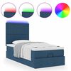 vidaXL Bed poef met matras en LED's 100x200 cm stof blauw