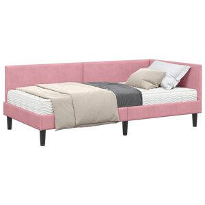 vidaXL Hoekbedframe met Matras Anders 2 pcs Grijs Fluweel