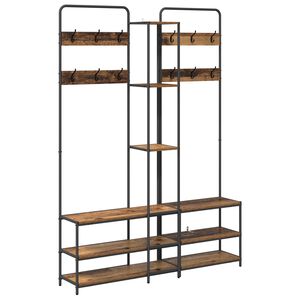 vidaXL Kapstok met schoenenbank Oud hout 143 x 30 x 199,5 cm