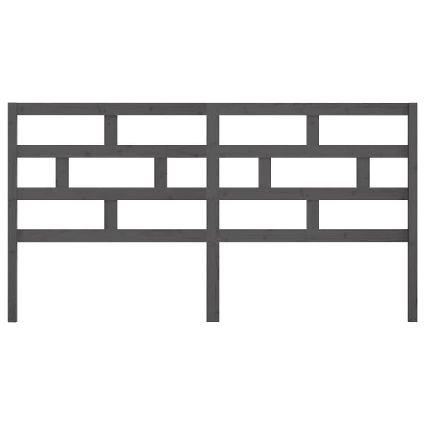vidaXL Hoofdbord 186x4x100 cm massief grenenhout grijs