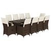 vidaXL 11-delige Bistroset met kussens poly rattan bruin