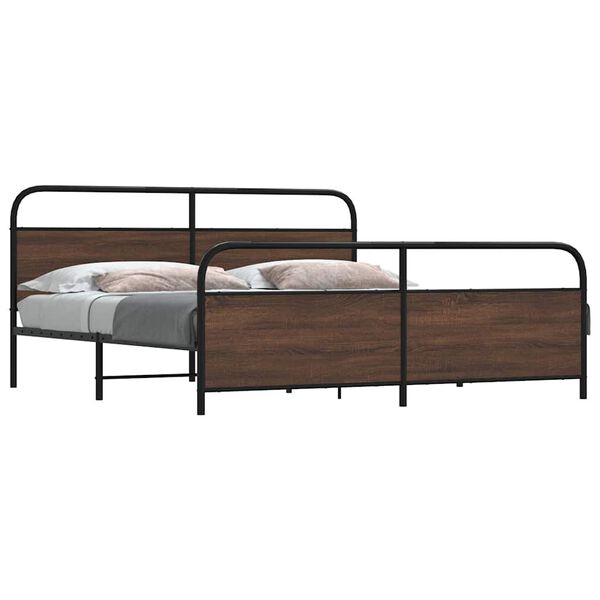 vidaXL Bedframe zonder matras metaal bruin eikenkleur 183x213 cm