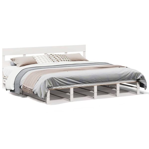 vidaXL Bedframe zonder matras massief grenenhout wit 200x200 cm
