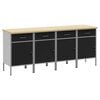 vidaXL Werk kast met lade 4 st Zwart en Grijs 200 x 55 x 85 cm
