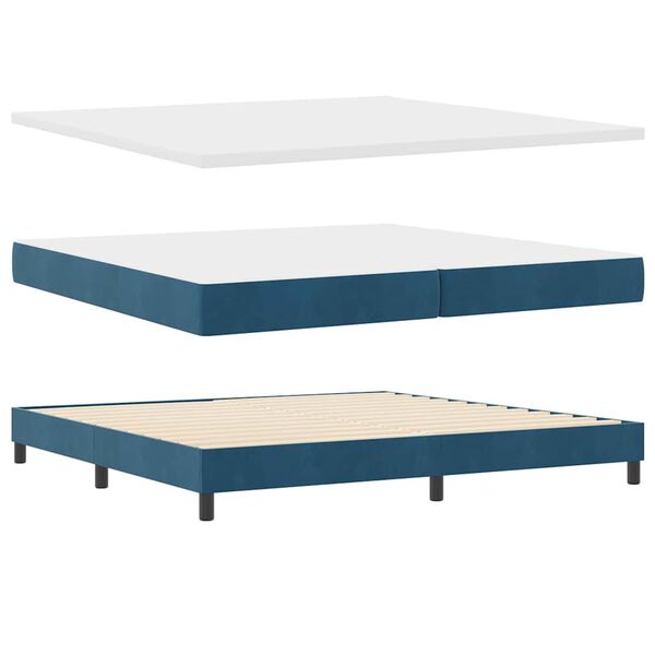 vidaXL Boxspringbed met matras Donkerblauw 200 x 200 cm Fluweel