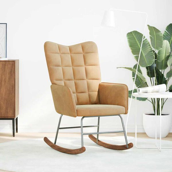 vidaXL Schommelstoel fluweel bruin