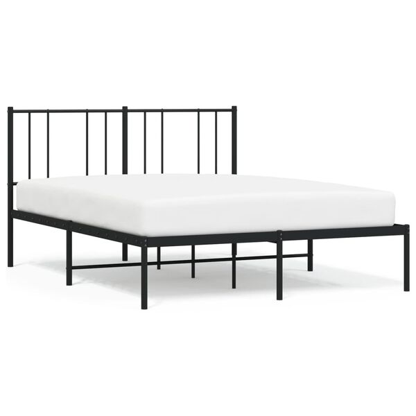vidaXL Bedframe met hoofdbord metaal zwart 120x190 cm