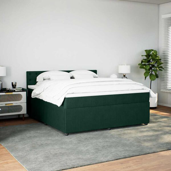 vidaXL Boxspring met matras fluweel donkergroen 180x200 cm