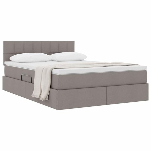 vidaXL Opbergbed met matras met matras Taupe 140 x 190 cm Bewerkt hout